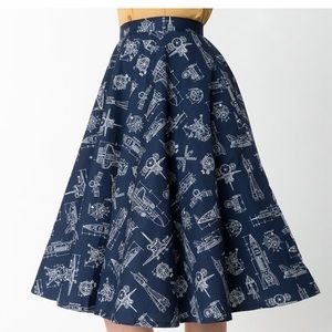 🙏🏻 ISO🙏🏻 Navy Blue & White Blueprint Skirt